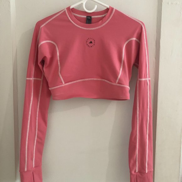 EUC Adidas by Stella McCartney Long Sleeve Athletic Yoga Crop Top - Picture 3 of 7